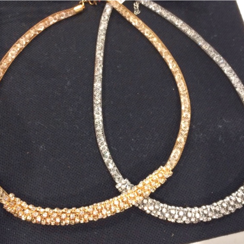 Crystal mesh chain necklace! In gold and silver